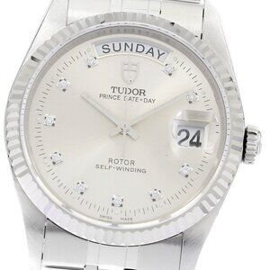 TUDOR Prince Date Day 76214 10P diamond Silver Dial Automatic Men's Watch_893691